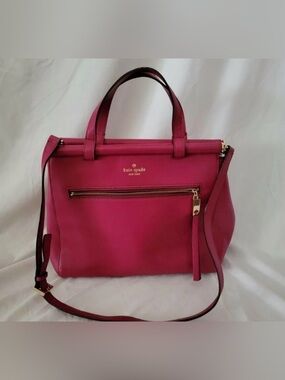 Auth. Kate Spade Vintage Rare Leather Fuscia/Pink Convert. Shoulder Bag w/ Cert.